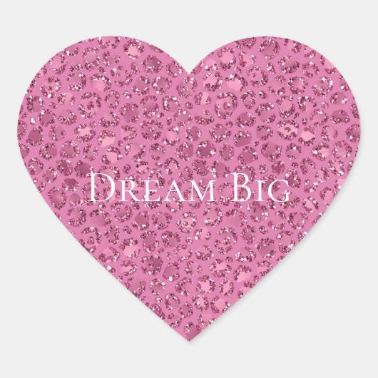 Roze Glitter Leopard Hart Sticker (Voorkant)