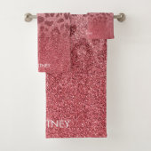 Roze Glitter Leopard Huid Bad Handdoek (Insitu)