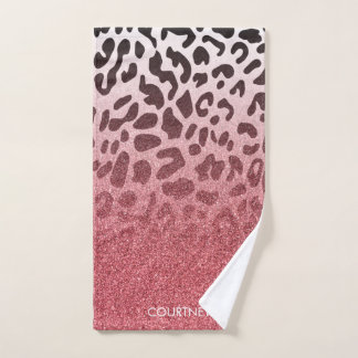Roze Glitter Leopard Huid Bad Handdoek