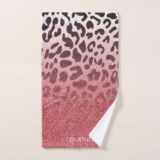 Roze Glitter Leopard Huid Bad Handdoek (Handdoek)