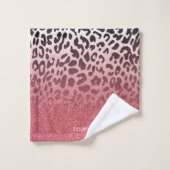 Roze Glitter Leopard Huid Bad Handdoek (Wasdoekje)