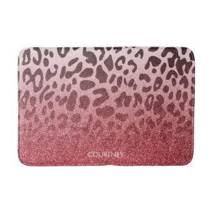 Roze Glitter Leopard Huid Badmat