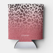 Roze Glitter Leopard Huid Blikjeskoeler (Voorkant)