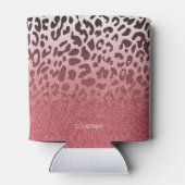 Roze Glitter Leopard Huid Blikjeskoeler (Achterkant)