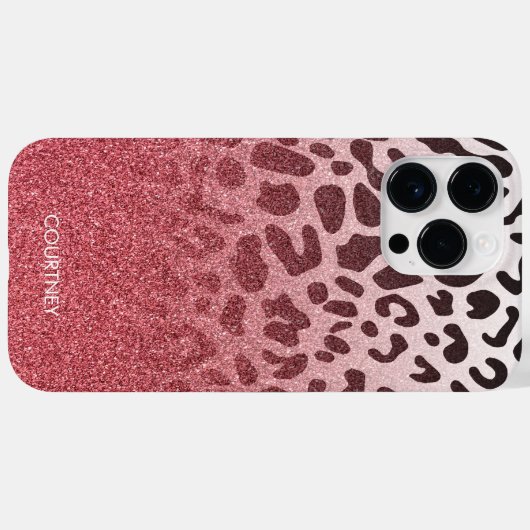 Roze Glitter Leopard Huid Case-Mate iPhone Case (Achterkant (horizontaal))