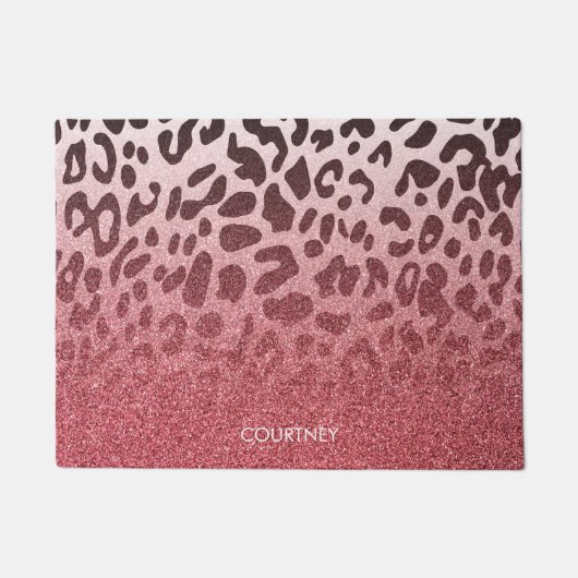 Roze Glitter Leopard Huid Deurmat (Voorkant)