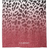 Roze Glitter Leopard Huid Douchegordijn (Voorkant)