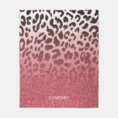 Roze Glitter Leopard Huid Fleece Deken (Voorkant)