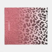 Roze Glitter Leopard Huid Fleece Deken (Voorkant (Horizontaal))