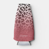 Roze Glitter Leopard Huid Flesjeskoeler (Voorkant)