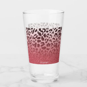 Roze Glitter Leopard Huid Glas