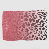 Roze Glitter Leopard Huid Golfhanddoek (Horizontaal)