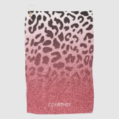 Roze Glitter Leopard Huid Golfhanddoek (Voorkant)