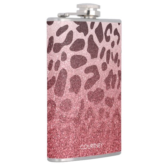 Roze Glitter Leopard Huid Heupfles (Rechts)