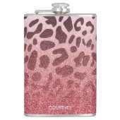 Roze Glitter Leopard Huid Heupfles (Voorkant)