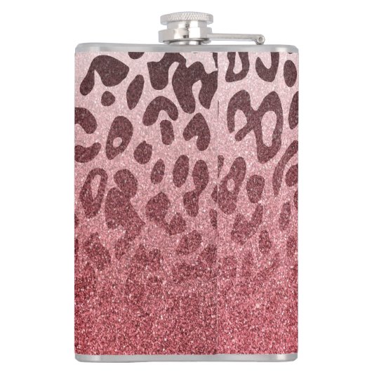 Roze Glitter Leopard Huid Heupfles (Achterkant)