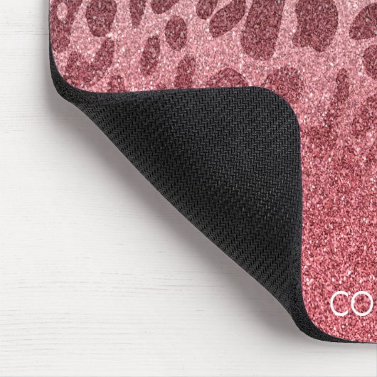 Roze Glitter Leopard Huid Muismat (Hoek)