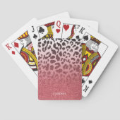 Roze Glitter Leopard Huid Pokerkaarten (Achterkant)