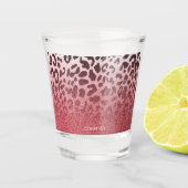 Roze Glitter Leopard Huid Shot Glas (Voorkant)