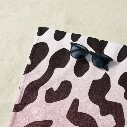 Roze Glitter Leopard Huid Strandlaken (In situ)