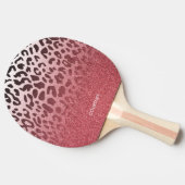 Roze Glitter Leopard Huid Tafeltennisbatje (Zijkant)