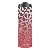 Roze Glitter Leopard Huid Thermosbeker (Voorkant)