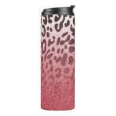 Roze Glitter Leopard Huid Thermosbeker (Gedraaid links)