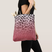 Roze Glitter Leopard Huid Tote Bag (Dichtbij)