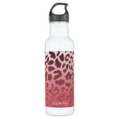 Roze Glitter Leopard Huid Waterfles (Voorkant)