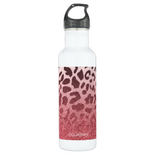 Roze Glitter Leopard Huid Waterfles