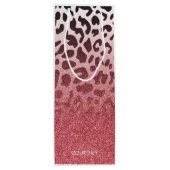 Roze Glitter Leopard Huid Wijn Cadeautas (Achterkant)