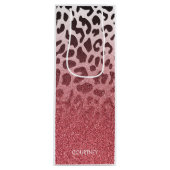 Roze Glitter Leopard Huid Wijn Cadeautas (Voorkant)