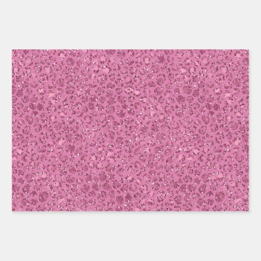 Roze Glitter Leopard Inpakpapier Vel (Voorkant)
