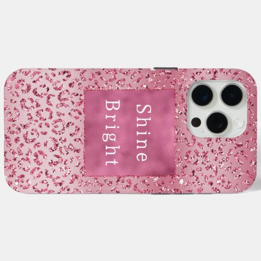 Roze Glitter Leopard Ombre Case-Mate iPhone Case (Achterkant (horizontaal))