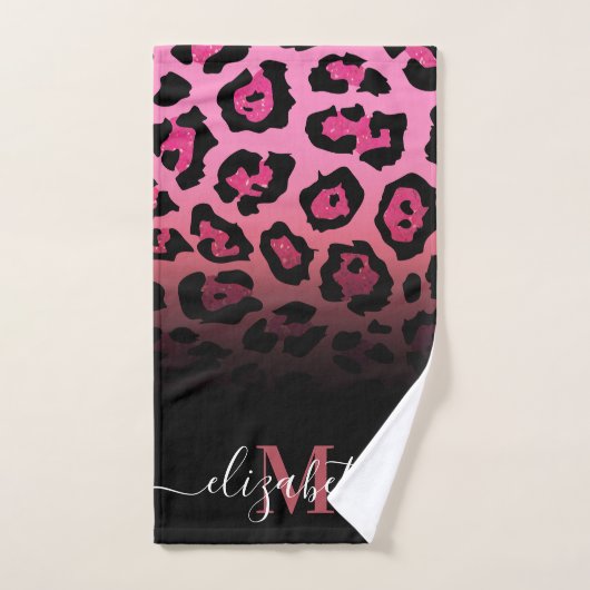 Roze Glitter Leopard Print Bad Handdoek (Handdoek)