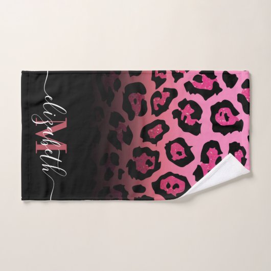 Roze Glitter Leopard Print Bad Handdoek (Handdoek)