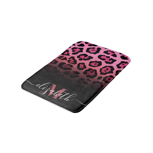 Roze Glitter Leopard Print Badmat (Gekanteld)