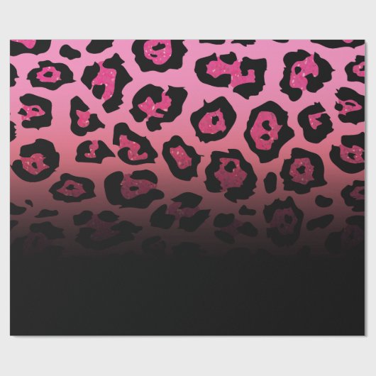 Roze Glitter Leopard Print Cadeaupapier (Vlak)