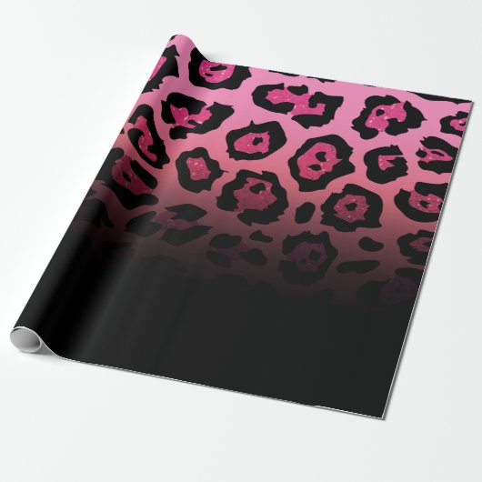 Roze Glitter Leopard Print Cadeaupapier (Uitgerold)