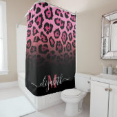 Roze Glitter Leopard Print Douchegordijn (In situ)
