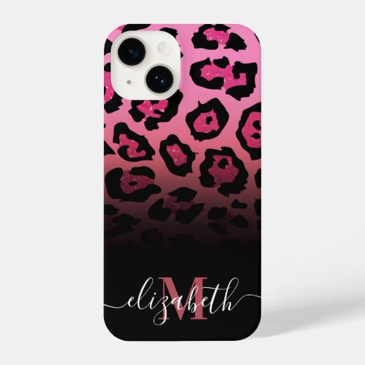 Roze Glitter Leopard Print iPhone Hoesje (Achterkant)