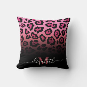 Roze Glitter Leopard Print Kussen