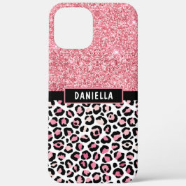 Roze Glitter Leopard Print Shimmer Aangepast Case-Mate iPhone Case