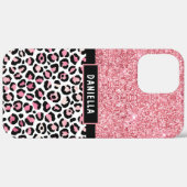 Roze Glitter Leopard Print Shimmer Aangepast Case-Mate iPhone Case (Achterkant / Rechts)