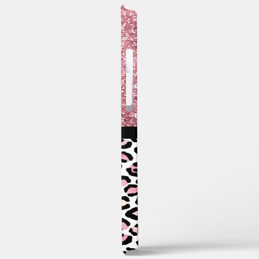 Roze Glitter Leopard Print Shimmer Aangepast Case-Mate iPhone Case (Achterkant / Links)