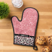 Roze Glitter Leopard Print Shimmer Aangepast Ovenwant (Top down)