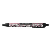 Roze Glitter Leopard Print Shimmer Aangepaste naam Zwarte Inkt Pen (Bodem)