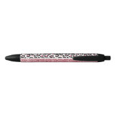 Roze Glitter Leopard Print Shimmer Aangepaste naam Zwarte Inkt Pen (Achterkant)