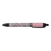 Roze Glitter Leopard Print Shimmer Aangepaste naam Zwarte Inkt Pen (Bodem)