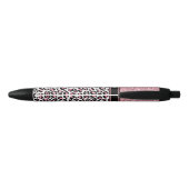 Roze Glitter Leopard Print Shimmer Aangepaste naam Zwarte Inkt Pen (Achterkant)
